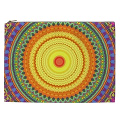 Neon Calliope Kaleidoscope Mandala Cosmetic Bag (xxl) by CrypticFragmentsDesign