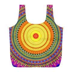 Neon Calliope Kaleidoscope Mandala Full Print Recycle Bag (l) by CrypticFragmentsDesign