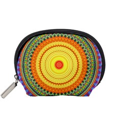 Neon Calliope Kaleidoscope Mandala Accessory Pouch (small) by CrypticFragmentsDesign