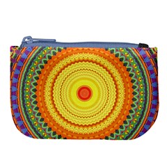 Neon Calliope Kaleidoscope Mandala Large Coin Purse by CrypticFragmentsDesign