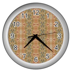 Vintage Ornate Geometric Pattern Wall Clock (silver) by dflcprintsclothing