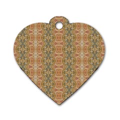 Vintage Ornate Geometric Pattern Dog Tag Heart (two Sides)