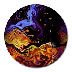 Nebula Starry Night Skies Abstract Art Round Mousepads by CrypticFragmentsDesign