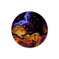 Nebula Starry Night Skies Abstract Art Rubber Coaster (round)  by CrypticFragmentsDesign