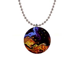 Nebula Starry Night Skies Abstract Art 1  Button Necklace by CrypticFragmentsDesign