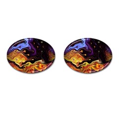 Nebula Starry Night Skies Abstract Art Cufflinks (oval) by CrypticFragmentsDesign