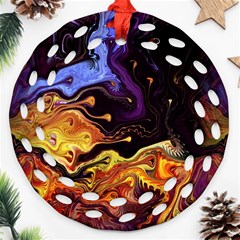 Nebula Starry Night Skies Abstract Art Round Filigree Ornament (two Sides) by CrypticFragmentsDesign