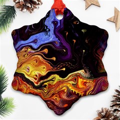 Nebula Starry Night Skies Abstract Art Snowflake Ornament (two Sides) by CrypticFragmentsDesign