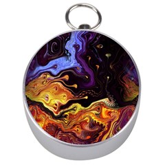 Nebula Starry Night Skies Abstract Art Silver Compasses by CrypticFragmentsDesign