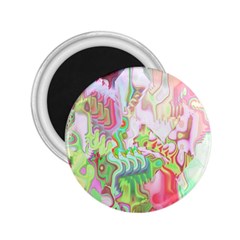 Boho Hippie Trippy Psychedelic Abstract Hot Pink Lime Green 2 25  Magnets by CrypticFragmentsDesign