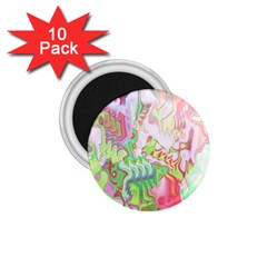 Boho Hippie Trippy Psychedelic Abstract Hot Pink Lime Green 1 75  Magnets (10 Pack)  by CrypticFragmentsDesign