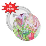 Boho Hippie Trippy Psychedelic Abstract Hot Pink Lime Green 2.25  Buttons (10 pack)  Front