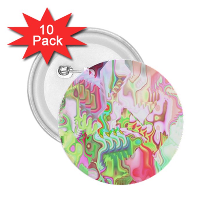 Boho Hippie Trippy Psychedelic Abstract Hot Pink Lime Green 2.25  Buttons (10 pack) 