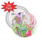 Boho Hippie Trippy Psychedelic Abstract Hot Pink Lime Green 2.25  Buttons (100 pack)  Front