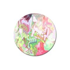 Boho Hippie Trippy Psychedelic Abstract Hot Pink Lime Green Magnet 3  (round) by CrypticFragmentsDesign