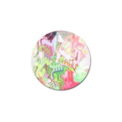 Boho Hippie Trippy Psychedelic Abstract Hot Pink Lime Green Golf Ball Marker by CrypticFragmentsDesign