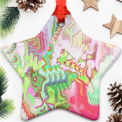 Boho Hippie Trippy Psychedelic Abstract Hot Pink Lime Green Star Ornament (two Sides) by CrypticFragmentsDesign