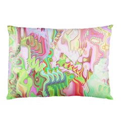 Boho Hippie Trippy Psychedelic Abstract Hot Pink Lime Green Pillow Case by CrypticFragmentsDesign