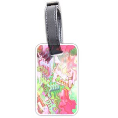 Boho Hippie Trippy Psychedelic Abstract Hot Pink Lime Green Luggage Tag (one Side) by CrypticFragmentsDesign