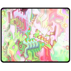 Boho Hippie Trippy Psychedelic Abstract Hot Pink Lime Green Double Sided Fleece Blanket (medium)  by CrypticFragmentsDesign