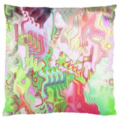 Boho Hippie Trippy Psychedelic Abstract Hot Pink Lime Green Standard Flano Cushion Case (one Side) by CrypticFragmentsDesign