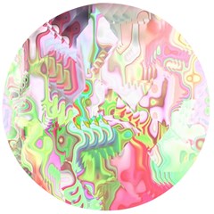 Boho Hippie Trippy Psychedelic Abstract Hot Pink Lime Green Wooden Bottle Opener (round)