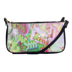 Boho Hippie Trippy Psychedelic Abstract Hot Pink Lime Green Shoulder Clutch Bag by CrypticFragmentsDesign