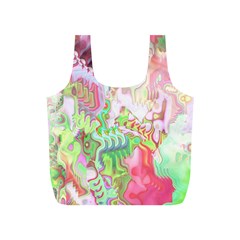 Boho Hippie Trippy Psychedelic Abstract Hot Pink Lime Green Full Print Recycle Bag (s) by CrypticFragmentsDesign