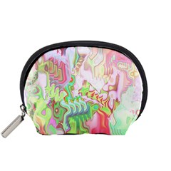 Boho Hippie Trippy Psychedelic Abstract Hot Pink Lime Green Accessory Pouch (small) by CrypticFragmentsDesign