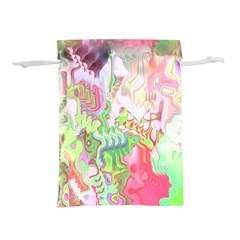 Boho Hippie Trippy Psychedelic Abstract Hot Pink Lime Green Lightweight Drawstring Pouch (l) by CrypticFragmentsDesign