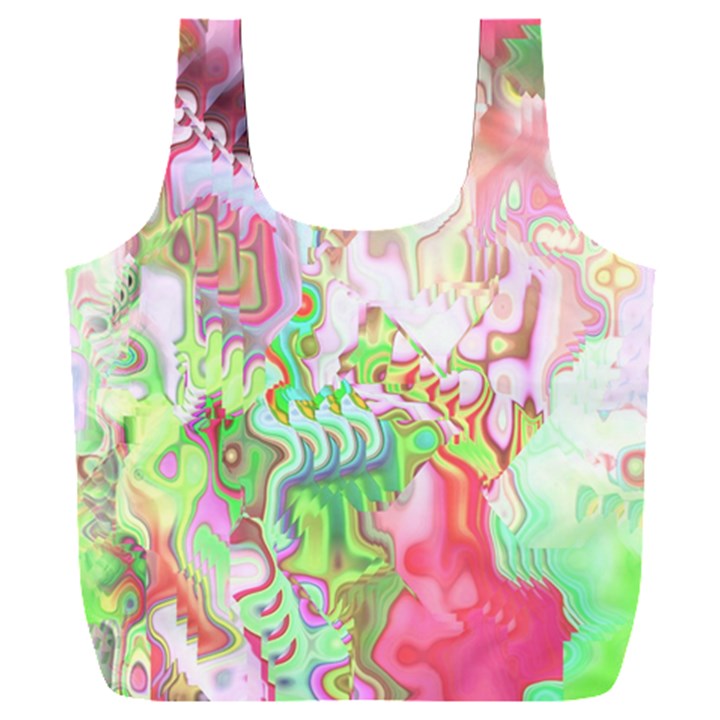 Boho Hippie Trippy Psychedelic Abstract Hot Pink Lime Green Full Print Recycle Bag (XXXL)