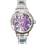 Blooming Lilacs Spring Garden Abstract Round Italian Charm Watch Front