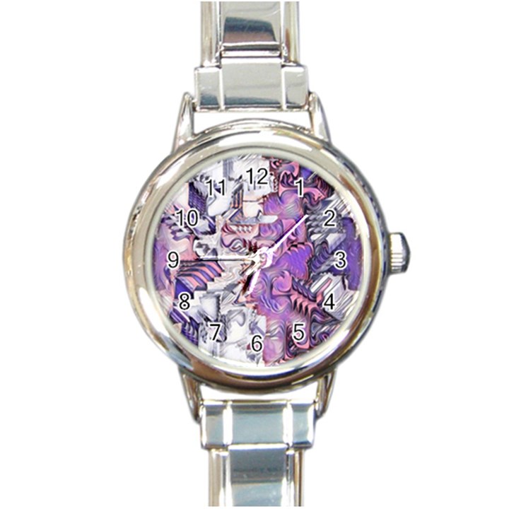 Blooming Lilacs Spring Garden Abstract Round Italian Charm Watch