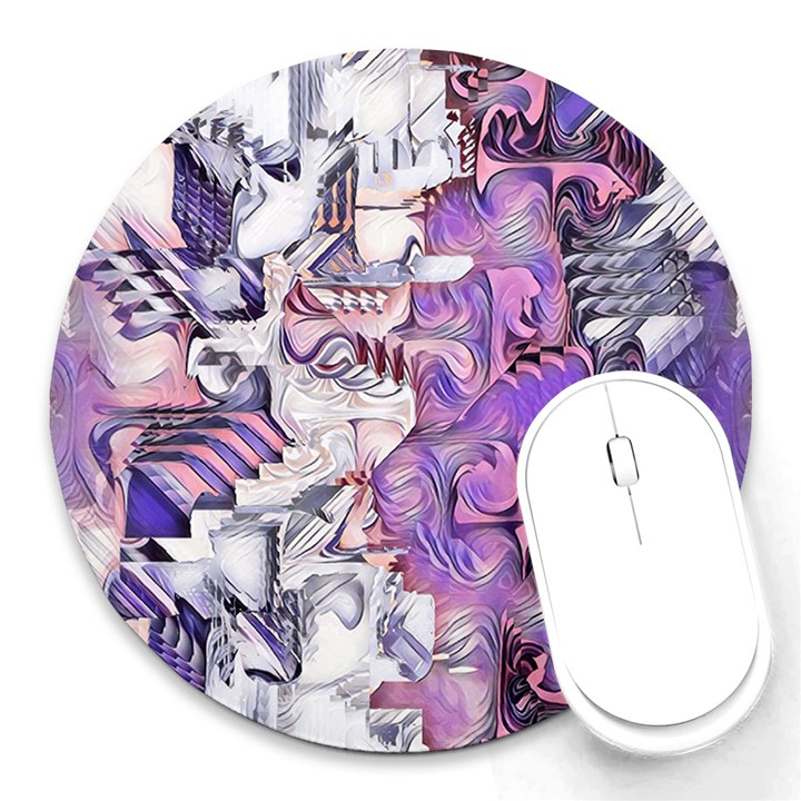 Blooming Lilacs Spring Garden Abstract Round Mousepads