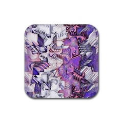 Blooming Lilacs Spring Garden Abstract Rubber Coaster (square)  by CrypticFragmentsDesign