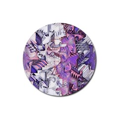 Blooming Lilacs Spring Garden Abstract Rubber Coaster (round)  by CrypticFragmentsDesign