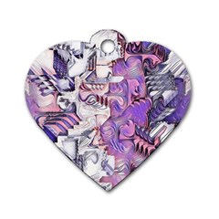 Blooming Lilacs Spring Garden Abstract Dog Tag Heart (two Sides) by CrypticFragmentsDesign