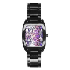 Blooming Lilacs Spring Garden Abstract Stainless Steel Barrel Watch by CrypticFragmentsDesign