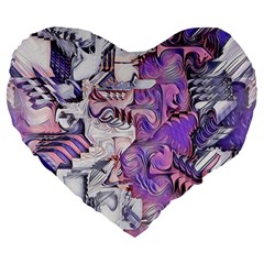 Blooming Lilacs Spring Garden Abstract Large 19  Premium Flano Heart Shape Cushions by CrypticFragmentsDesign