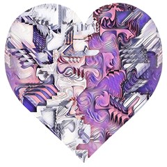 Blooming Lilacs Spring Garden Abstract Wooden Puzzle Heart by CrypticFragmentsDesign