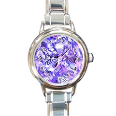 Weeping Wisteria Fantasy Gardens Pastel Abstract Round Italian Charm Watch by CrypticFragmentsDesign