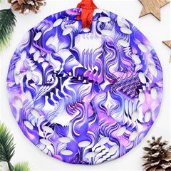 Weeping Wisteria Fantasy Gardens Pastel Abstract Round Filigree Ornament (two Sides) by CrypticFragmentsDesign