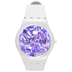 Weeping Wisteria Fantasy Gardens Pastel Abstract Round Plastic Sport Watch (m) by CrypticFragmentsDesign