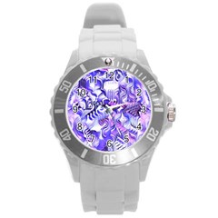 Weeping Wisteria Fantasy Gardens Pastel Abstract Round Plastic Sport Watch (l) by CrypticFragmentsDesign