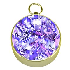 Weeping Wisteria Fantasy Gardens Pastel Abstract Gold Compass by CrypticFragmentsDesign