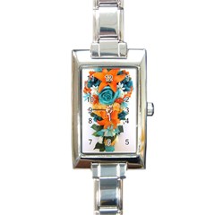 Spring Flowers Rectangle Italian Charm Watch by LW41021