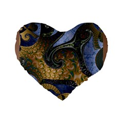 Sea Of Wonder Standard 16  Premium Flano Heart Shape Cushions