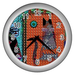 Cats Wall Clock (silver) by LW41021