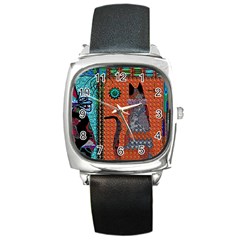 Cats Square Metal Watch by LW41021