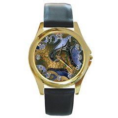 Sea Of Wonder Round Gold Metal Watch by LW41021